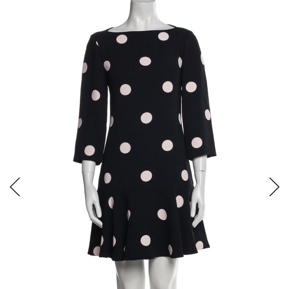 kate spade Dresses & Skirts - Kate Spade Navy & Light Pink Polka Dot Mini Dress with Boat Neck
